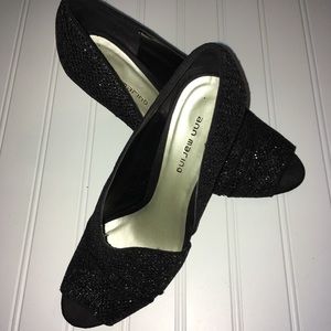 Ann Marino ladies Size 10 black sparkle peep toe heels